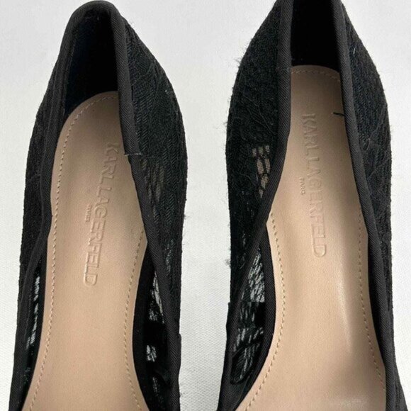 Karl Lagerfeld Paris Womens 9 M EU 40 Black Lace Pumps Roxana Pointed Toe Heels - Picture 5 of 15